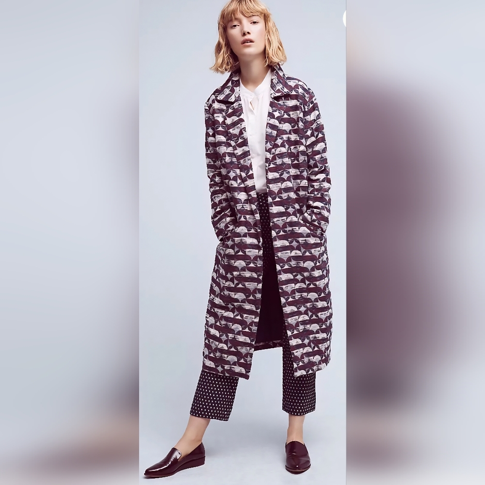 Anthropologie See Worn Kept Geode Car Coat Long Jacket Medium